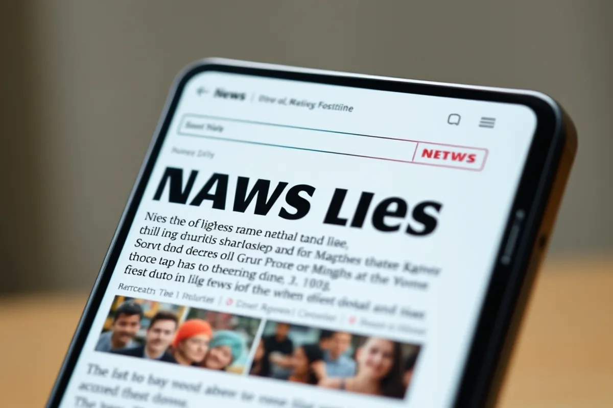 A smartphone showing a news article with a bold headline