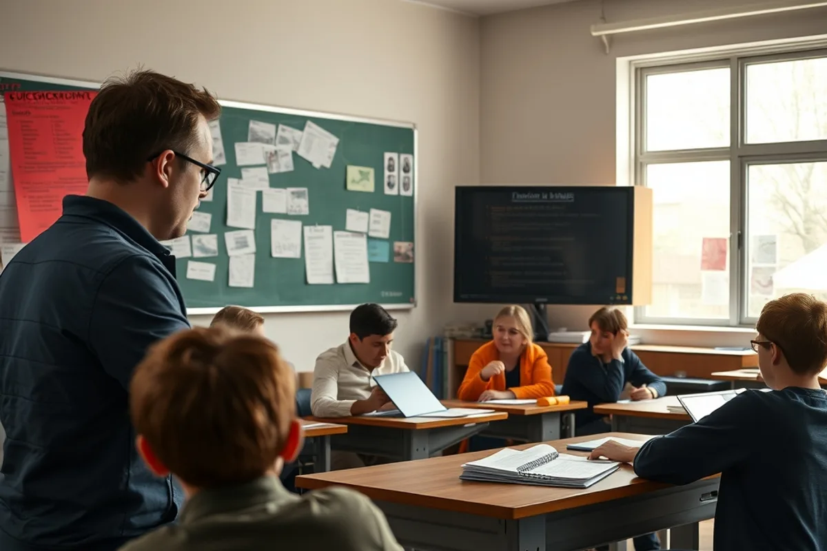 A classroom discussion about media and news sources