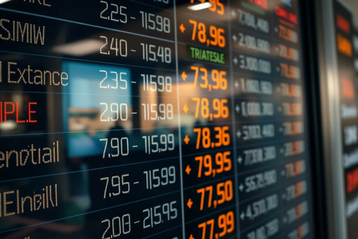 A currency exchange board showing shifting international rates